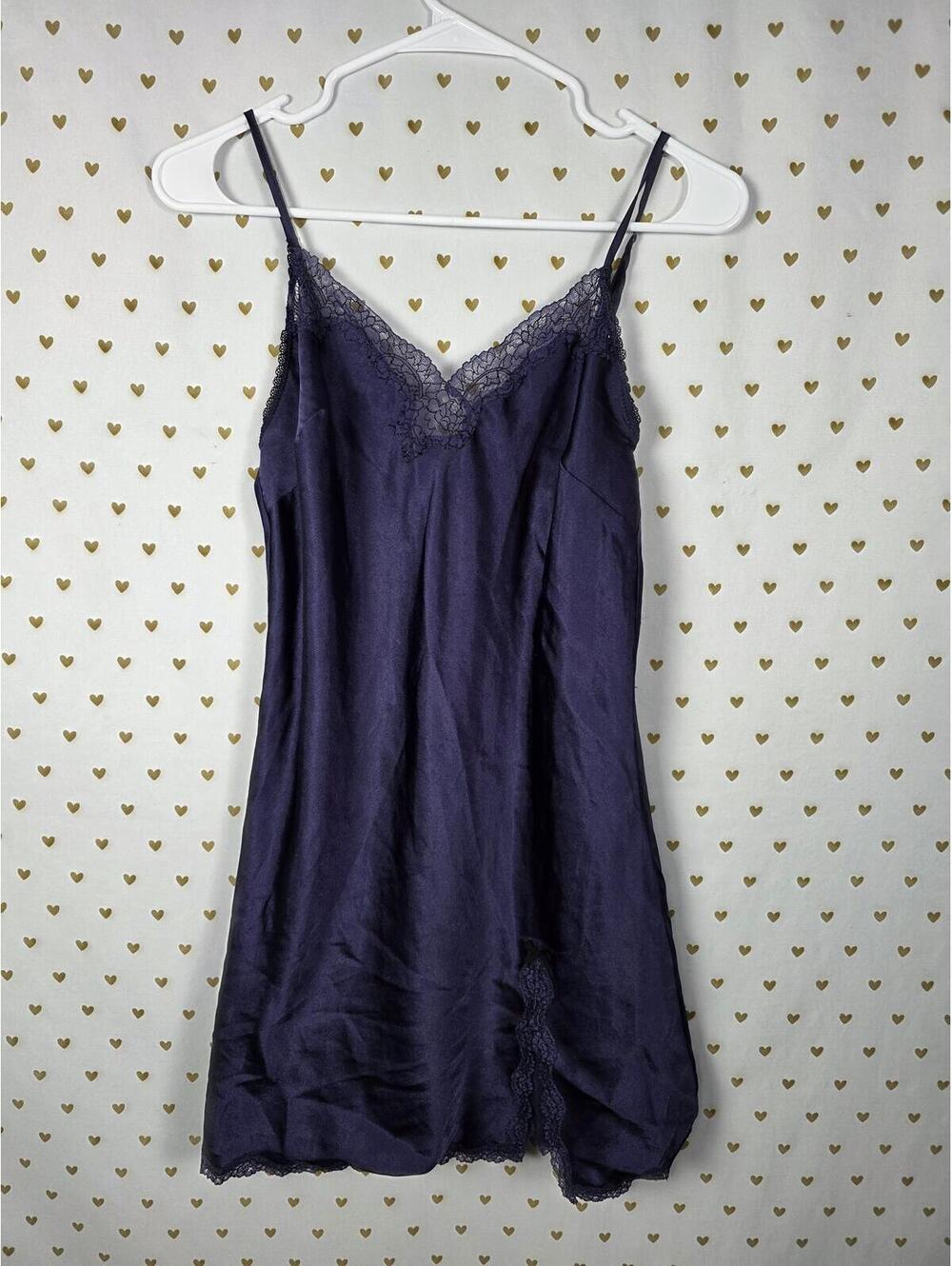 Victorias Secret Sexy Purple Satin Slip Dress Medium Nightie Lingerie